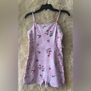 Wild Fable Butterbliss Lace Trim Romper In Light Pink Floral.